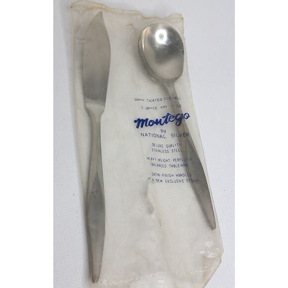 Vintage Montego By National Silver Butter Knife and Spoon Set of 2 - Picture 4 of 4